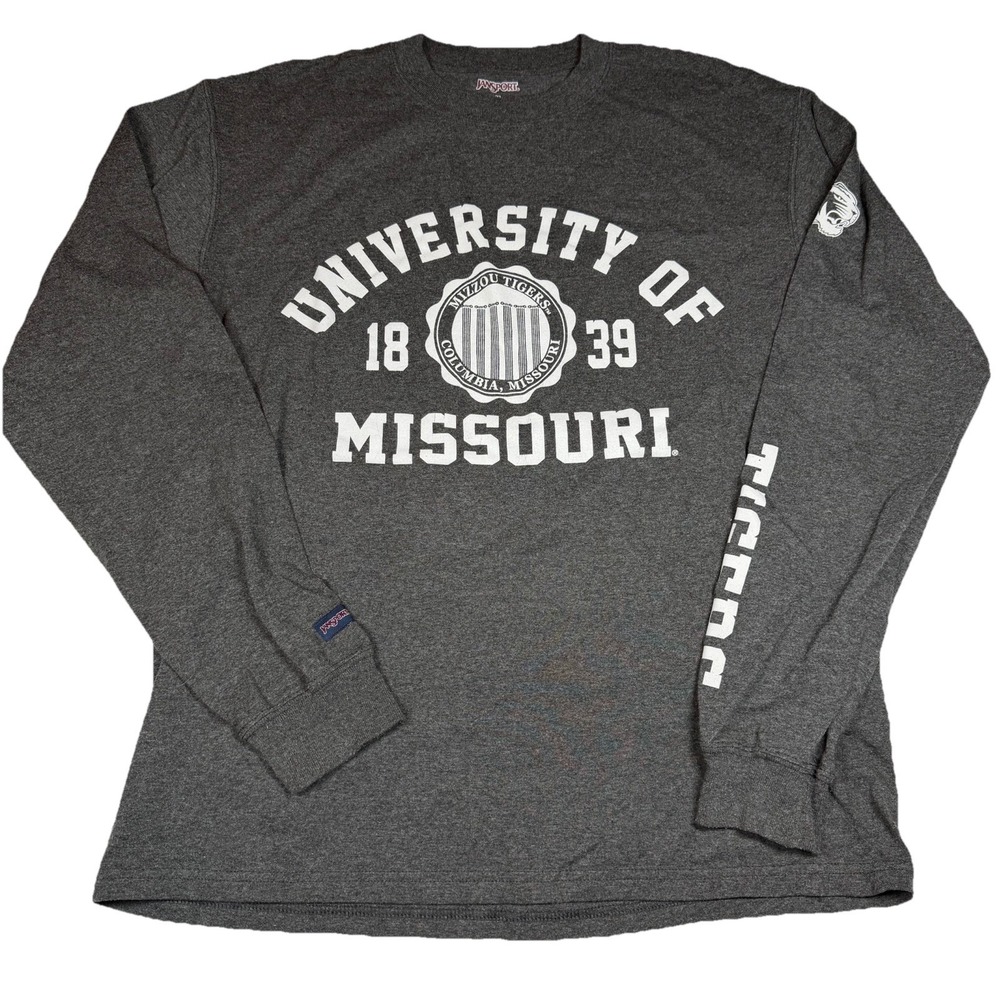 University Of Missouri Jansport Long Sleeve T-Shirt Men's Medium Dark Grey GUC